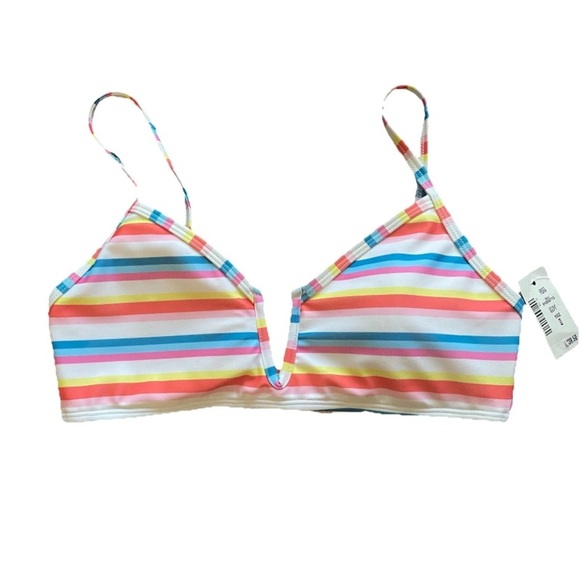 AEROPOSTALE Live Love Dream Rainbow Stripe Bikini Top Small New Partial Tags - Picture 1 of 7